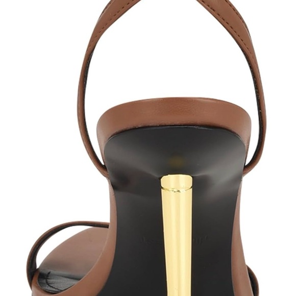 Nine West Tan Heels with Gold Accent - Picture 3 of 16